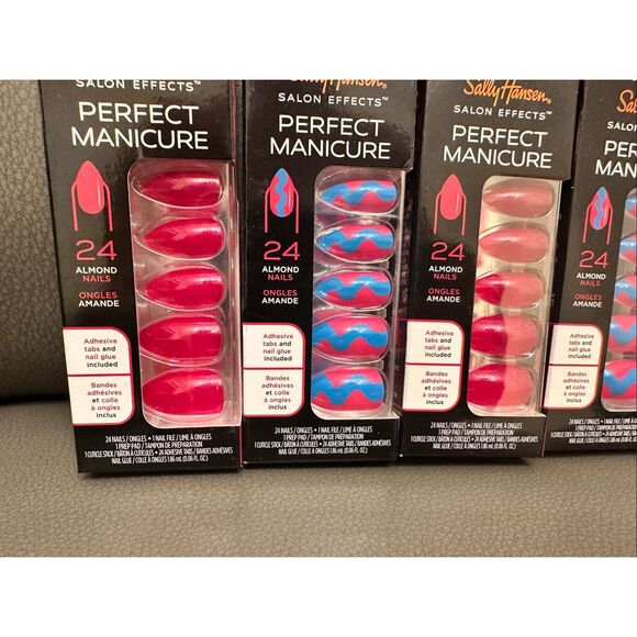 Sally Hansen 6X Pink and Blue Press on Nails Kits With Glue New - Picture 3 of 5